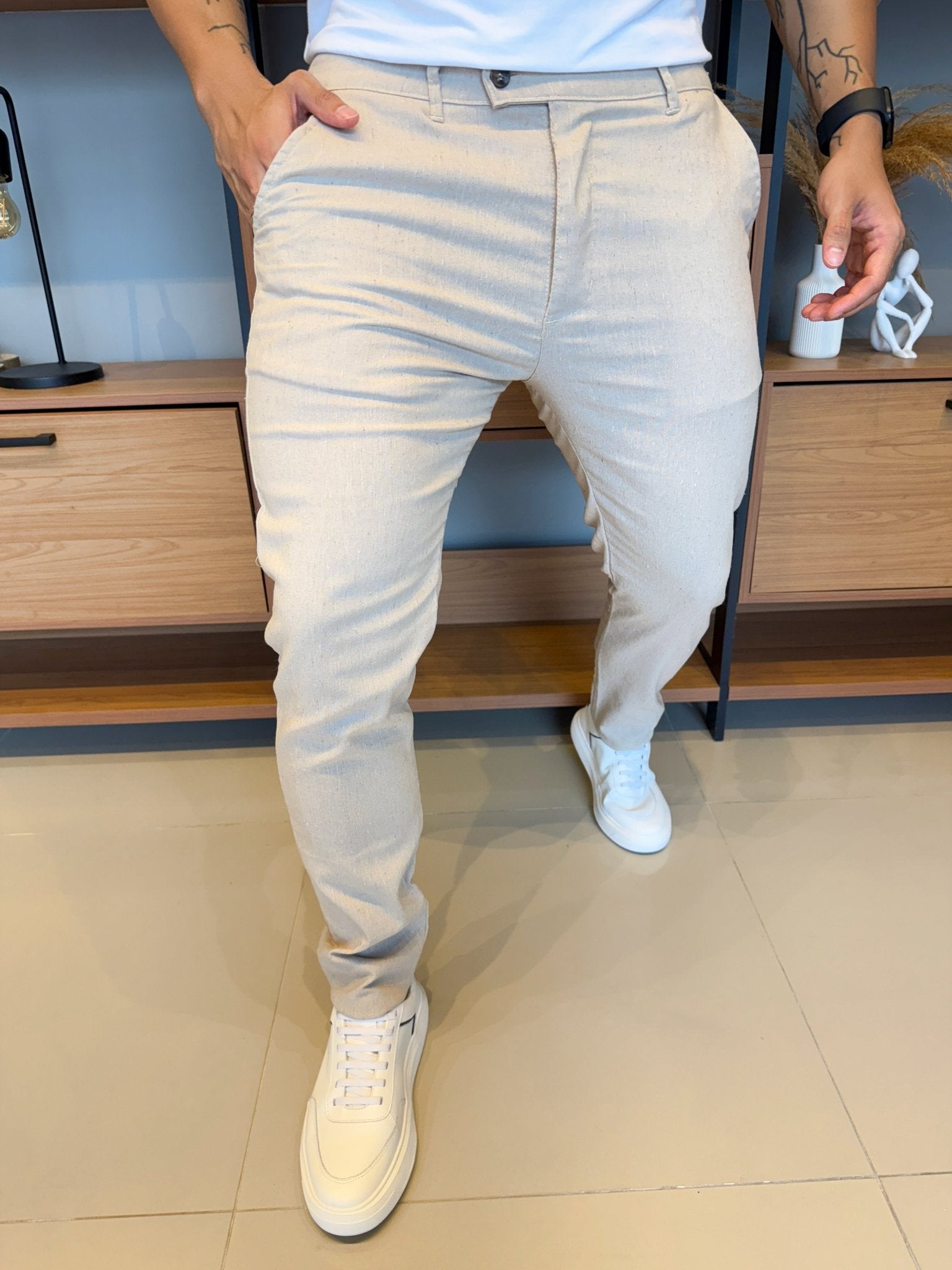 Calça Alfaitaria Linho - Bege