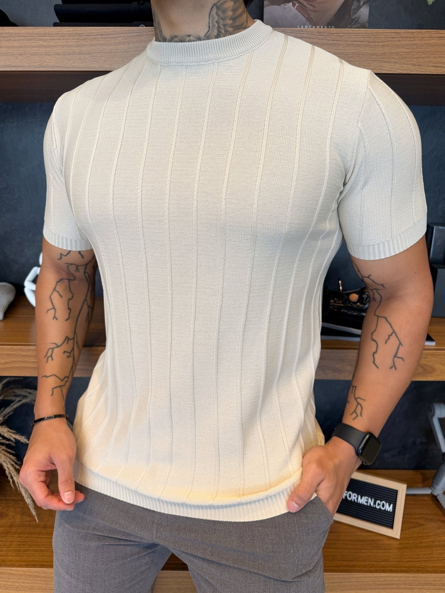 Camiseta Porto Tricot - Bege