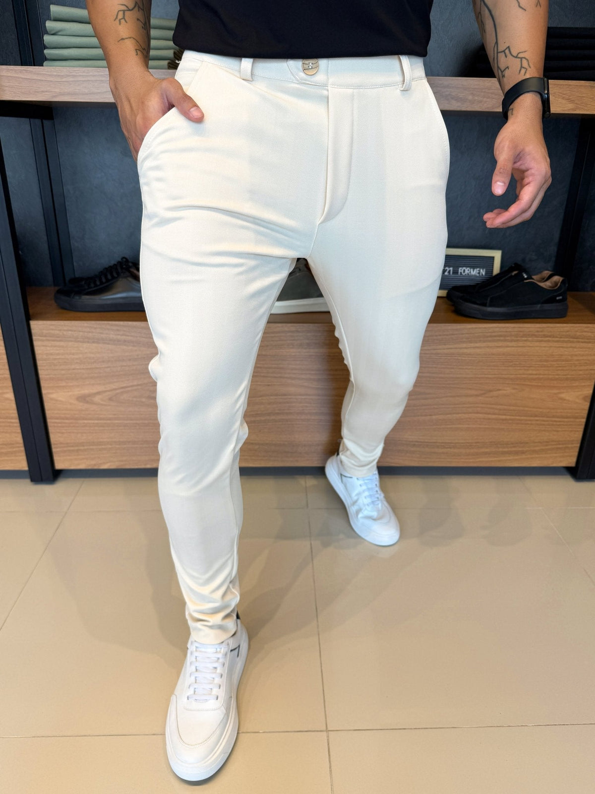 Calça Alfaiataria Avenue Tecido Texturizado - Areia