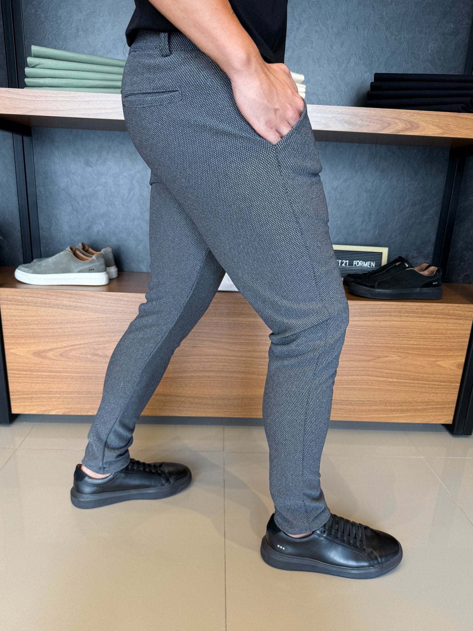 Calça Alfaiataria Granitto Tecido Texturizado - Cinza