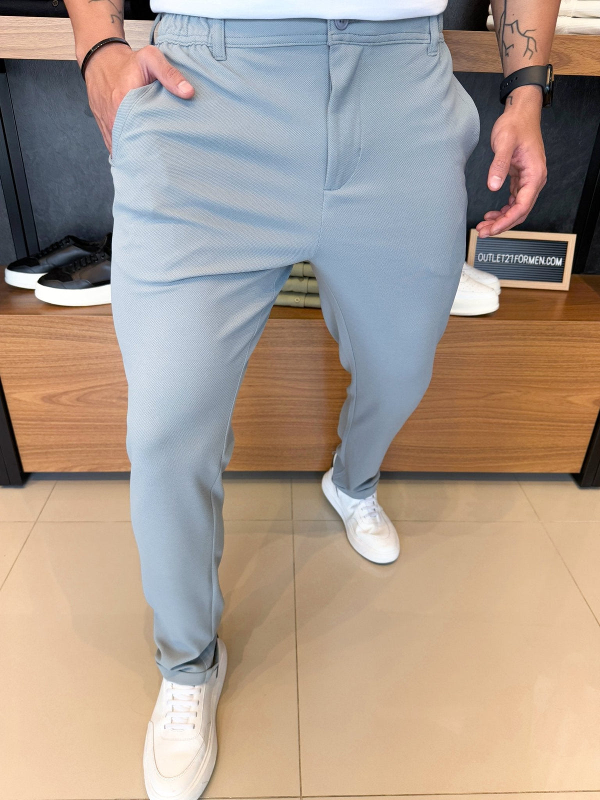 Calça Alfaiataria Mônaco Barra Italiana - Cinza