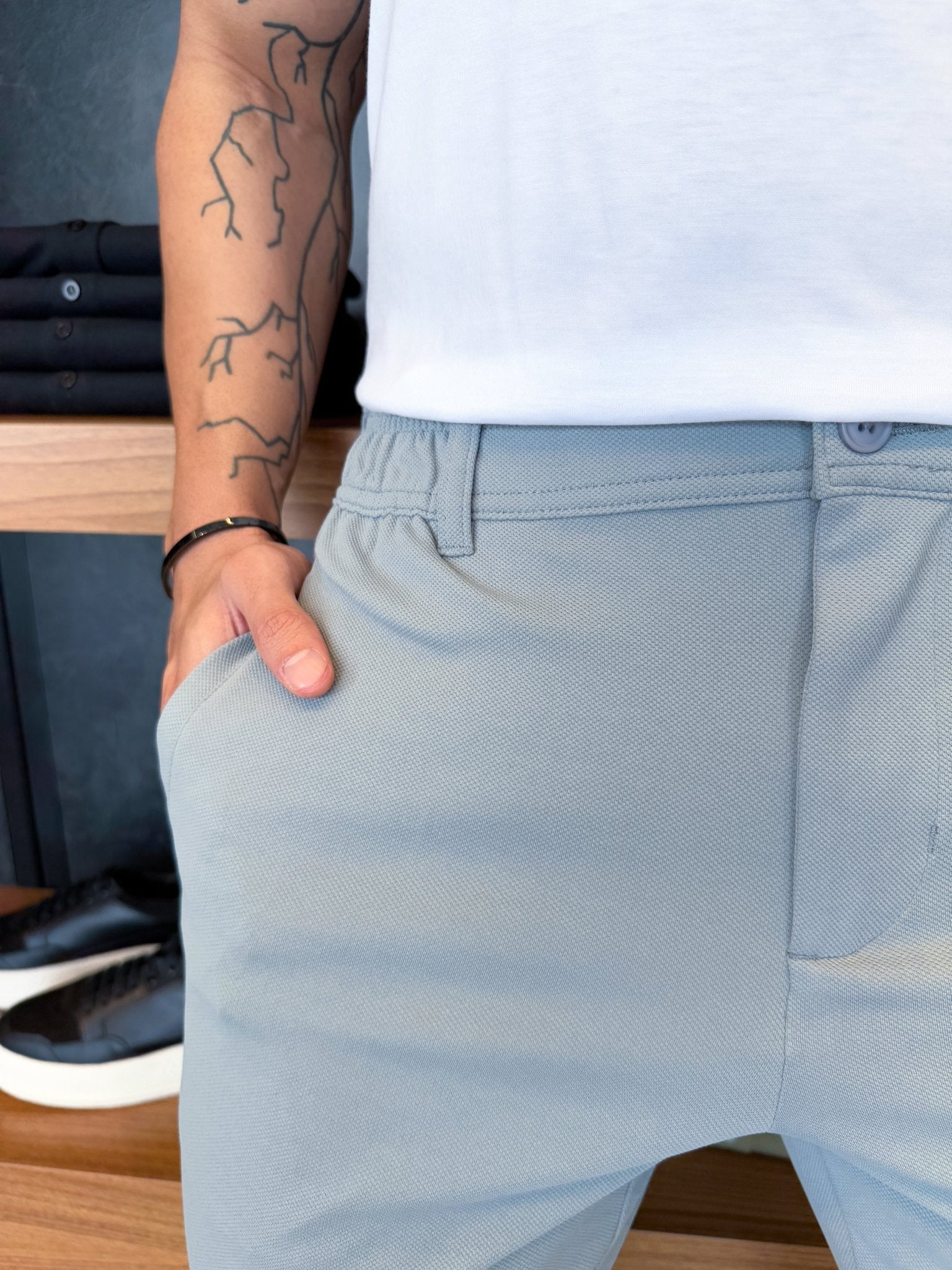 Calça Alfaiataria Mônaco Barra Italiana - Cinza