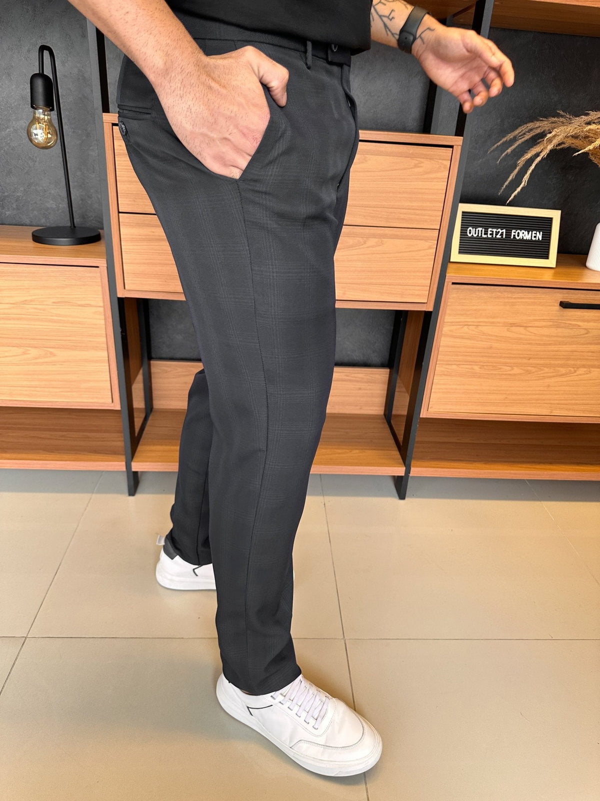 Calça Alfaitaria London Xadrez - Chumbo