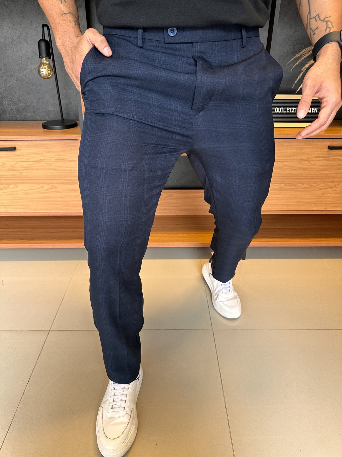 Calça Alfaitaria London Xadrez - Marinho