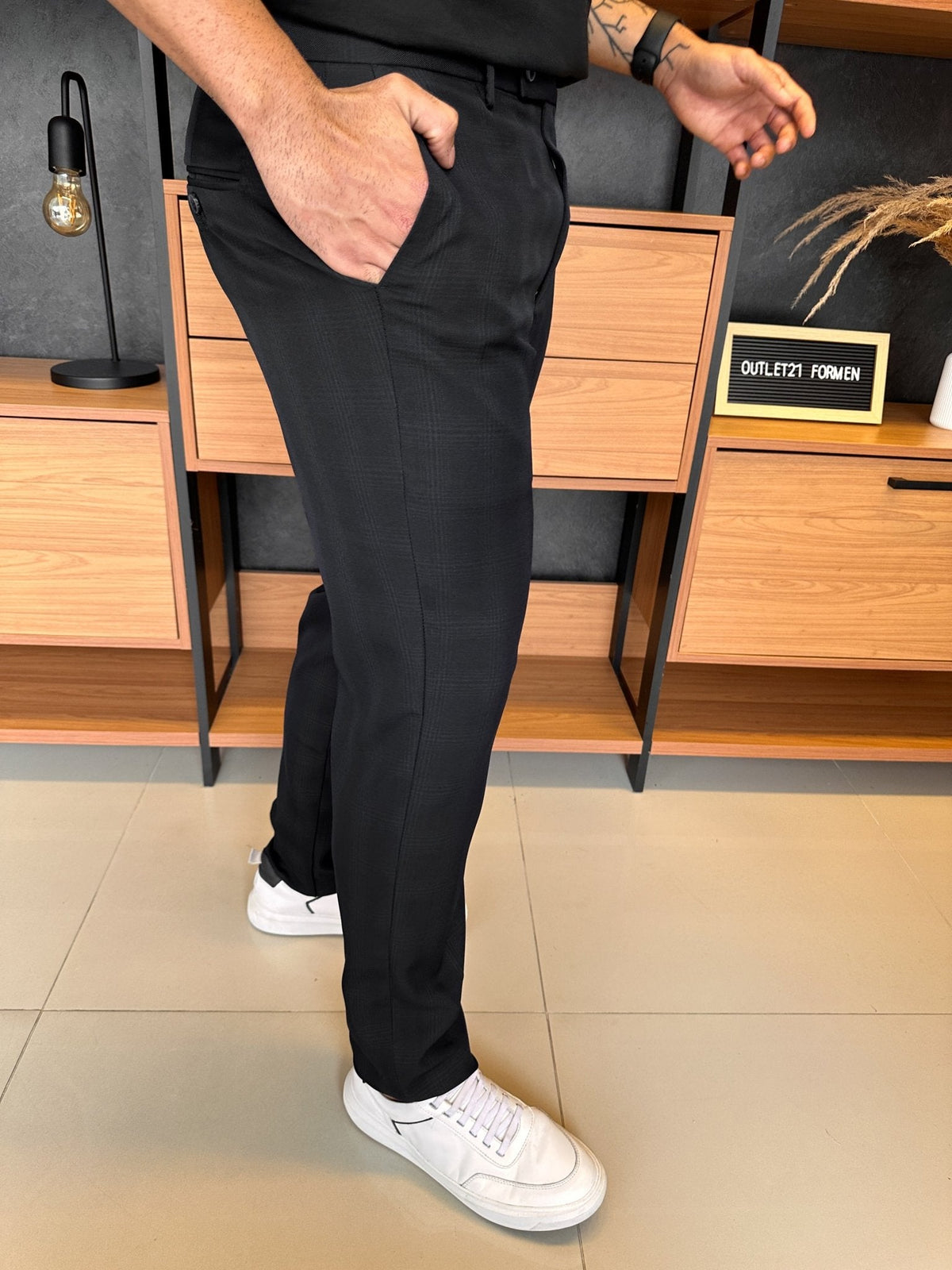 Calça Alfaitaria London Xadrez - Preta