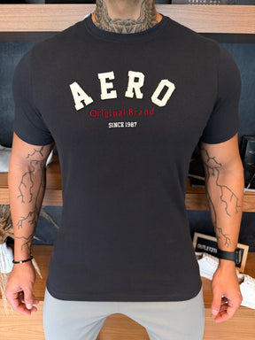 Camiseta Aeropostale Est 87 Escrita Bordada - Chumbo