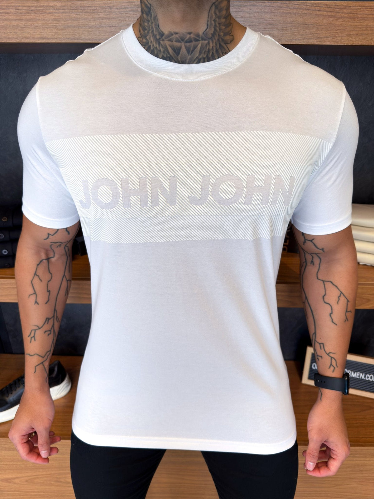 Camiseta John John Pima Estampa Central - Branca