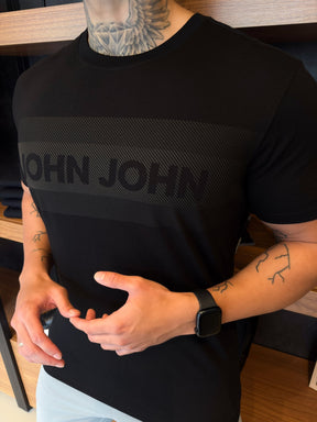 Camiseta John John Pima Estampa Central - Preta