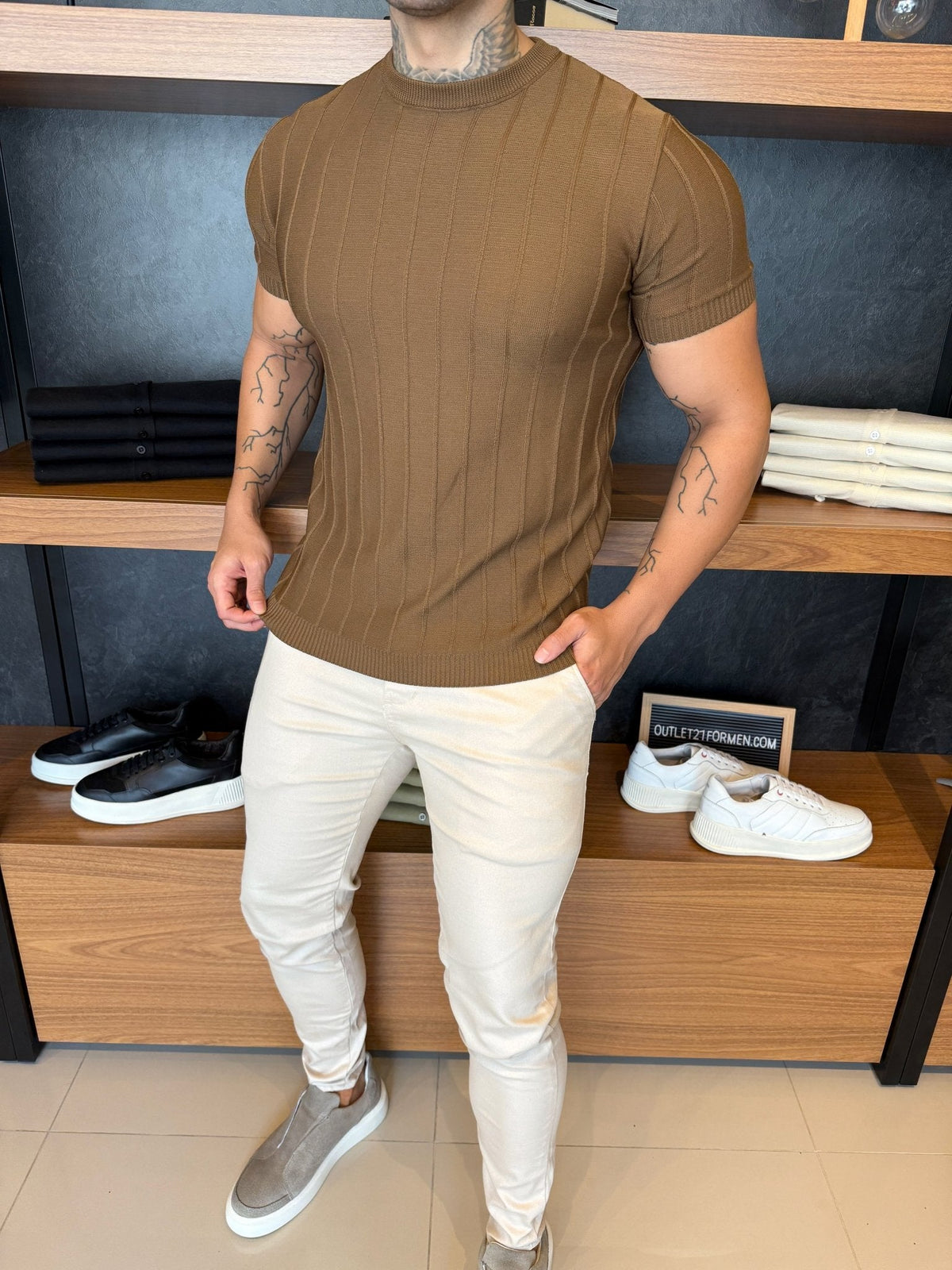 Camiseta Porto Tricot - Marrom