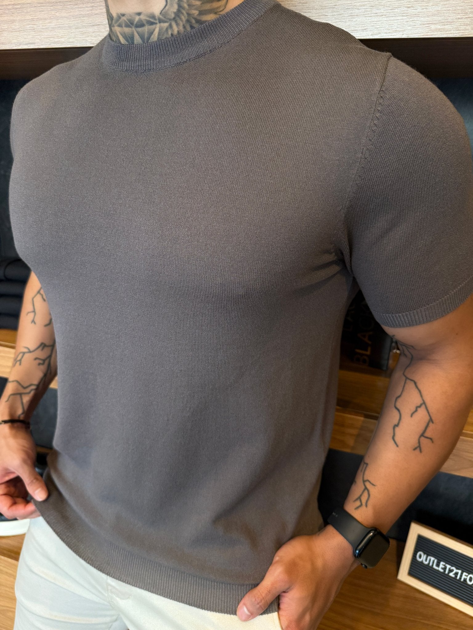 Camiseta Tricot Soft - Cinza